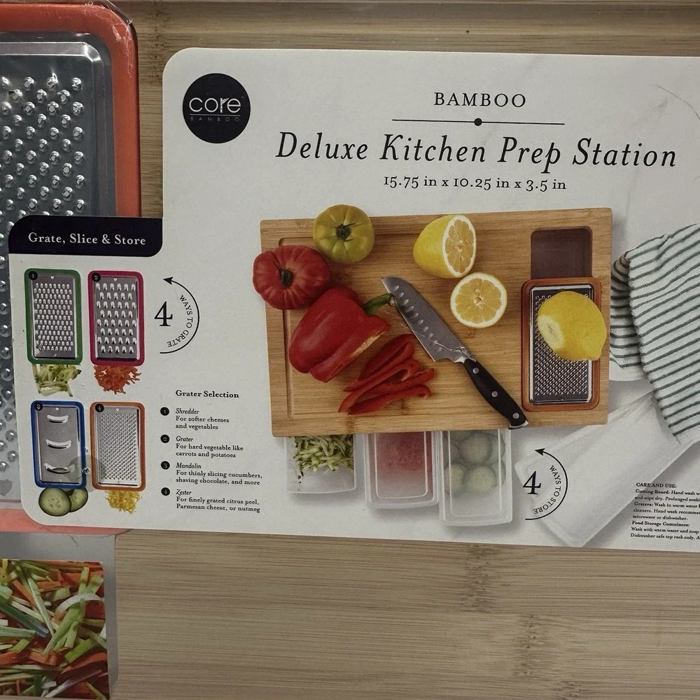 Bamboo Cutting Board with Drawers, Large Chopping Board with Juice Grooves‎